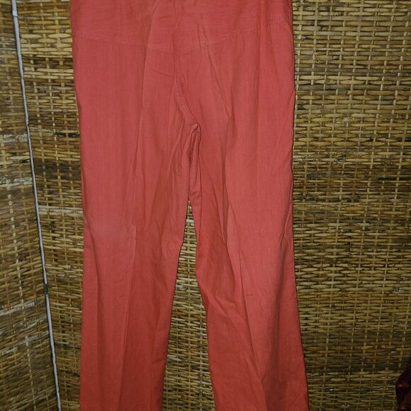 SANTA CRUZ Women's Cotton Pants Wide Leg VTG Large Pockets Sz L Coral Red - Picture 8 of 8